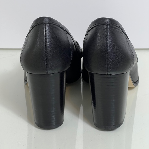 Michael Kors Black Leather Loafer Hattie Mid Shoe Size 7.5M Block Heel MSRP $168 - Picture 7 of 16